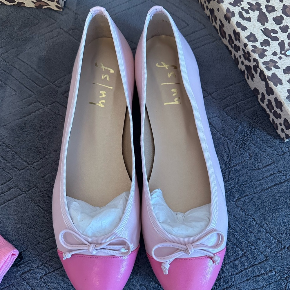 French Sole Pink Flats with Elegant Bow